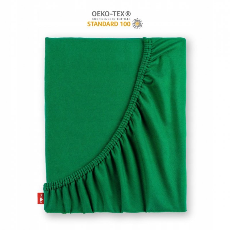 Prześcieradło Jersey z Gumką 90x200 Bawełna Bok 30 cm butelkowa zieleń
