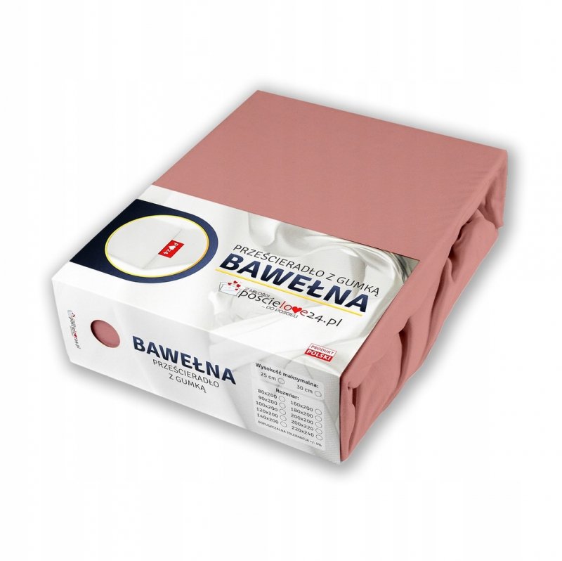 Prześcieradło 220x240 z Gumką GRUBA Bawełna Premium Bok 30 cm Paryski róż