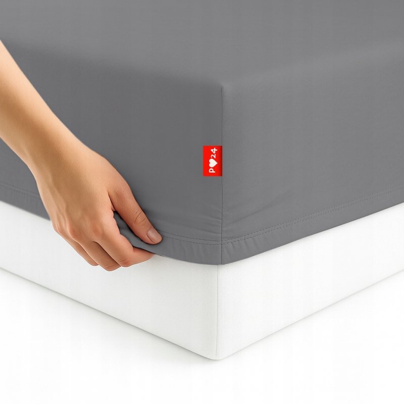 Prześcieradło Jersey z Gumką 80x200 Gruba Bawełna Czesana Bok 30 cm stalowy