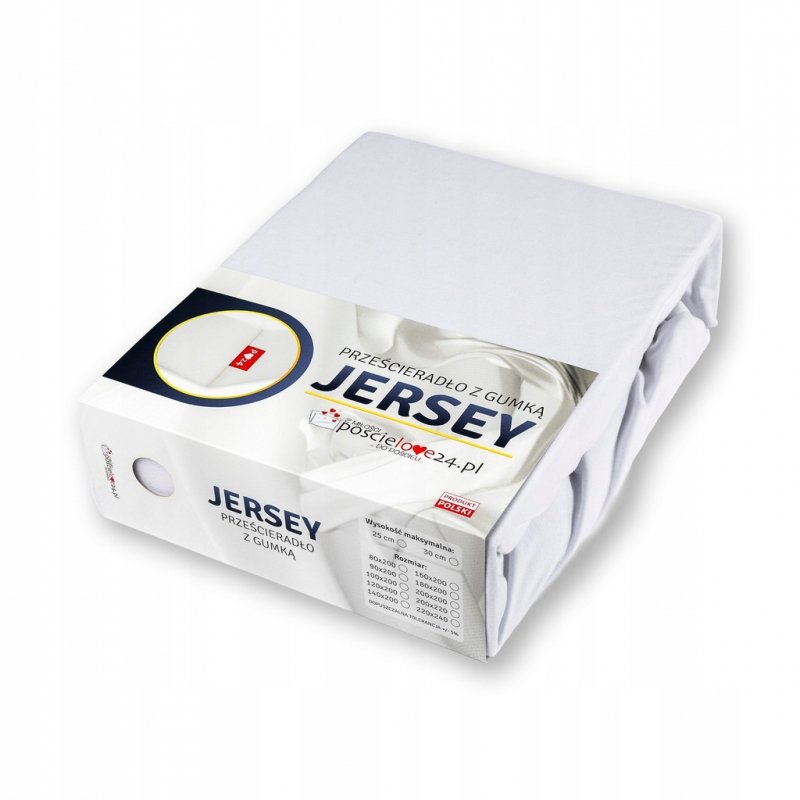 Prześcieradło Jersey z Gumką 160x200 Gruba Bawełna Czesana Bok 30 cm biały