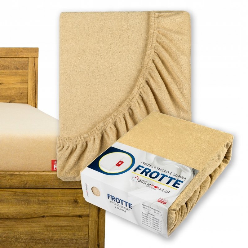 Prześcieradło Frotte z Gumką 80x200 Gruba Bawełna 200g Bok 30 cm beżowy