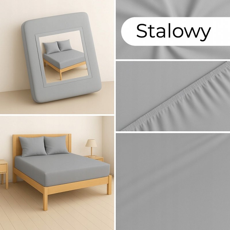 PRZEŚCIERADŁO Z GUMKĄ 160x200 STALOWY MATERAC ZAKŁADKA DO 25 CM