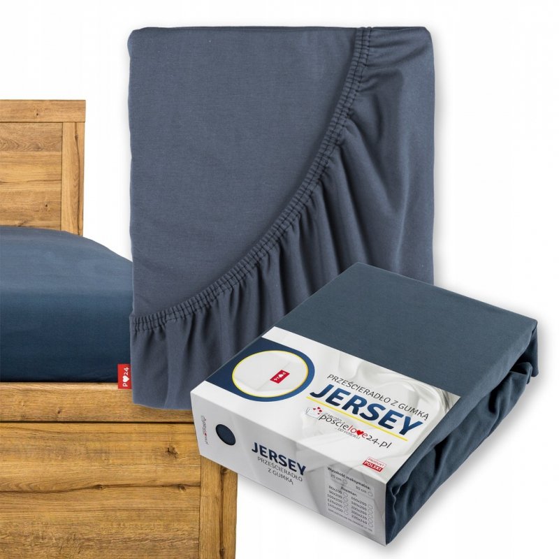 Prześcieradło Jersey z Gumką 120x200 Gruba Bawełna Bok 30 cm popiel ciemny