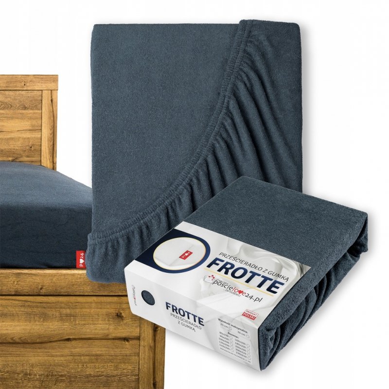 Prześcieradło Frotte z Gumką 80x200 Gruba Bawełna Bok 30 cm popiel ciemny