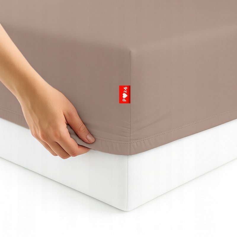 Prześcieradło Jersey z Gumką 90x200 Gruba Bawełna Czesana Bok 30 cm cafe