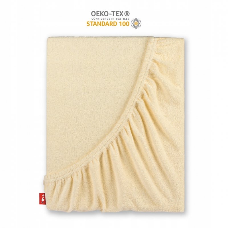 Prześcieradło Frotte z Gumką 100x200 Gruba Bawełna Bok 30 cm kość słoniowa