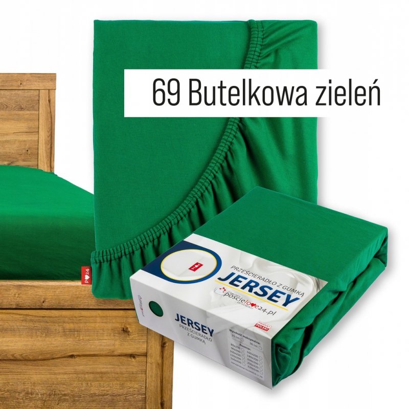Prześcieradło Jersey z Gumką 220x240 Gruba Bawełna Bok 30 cm butelkowa zieleń