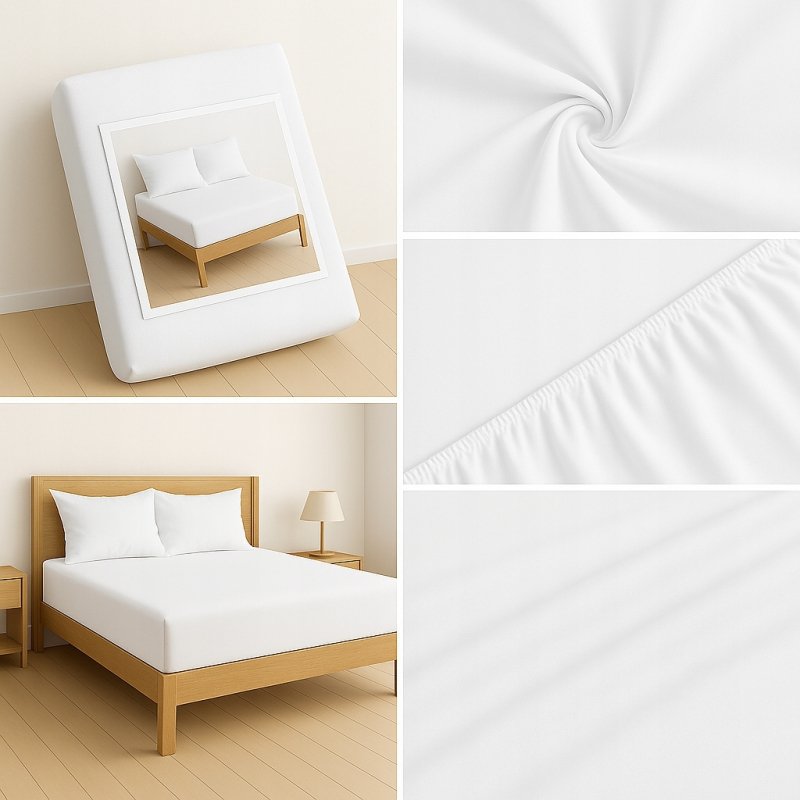 PRZEŚCIERADŁO Z GUMKĄ 200x220 BIAŁY MATERAC ZAKŁADKA DO 25 CM