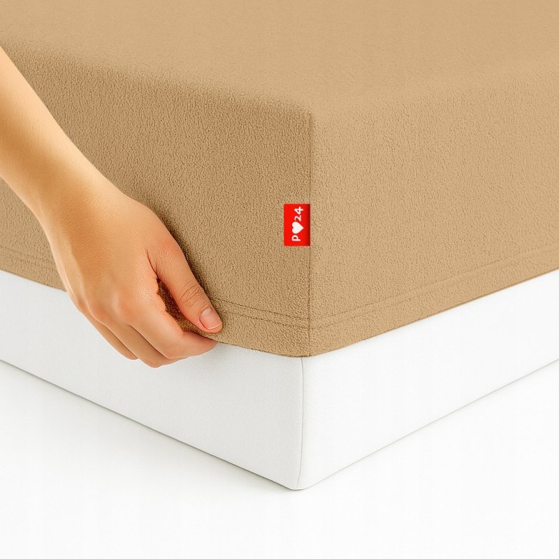 Prześcieradło Frotte z Gumką 200X220 Gruba Bawełna Bok 30 cm cappuccino