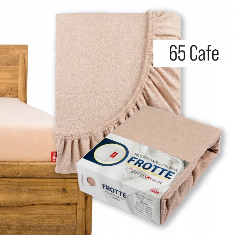 Prześcieradło Frotte z Gumką 160X200 Gruba Bawełna 200g Bok 30 cm cafe