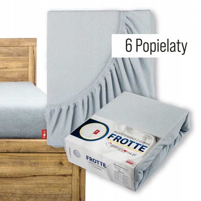 Prześcieradło Frotte z Gumką 140X200 Gruba Bawełna 200g Bok 30 cm popielaty