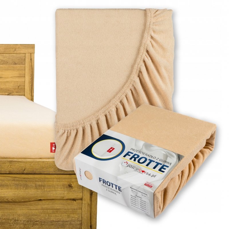 Prześcieradło Frotte z Gumką 100x200 Gruba Bawełna Bok 30 cm cappuccino