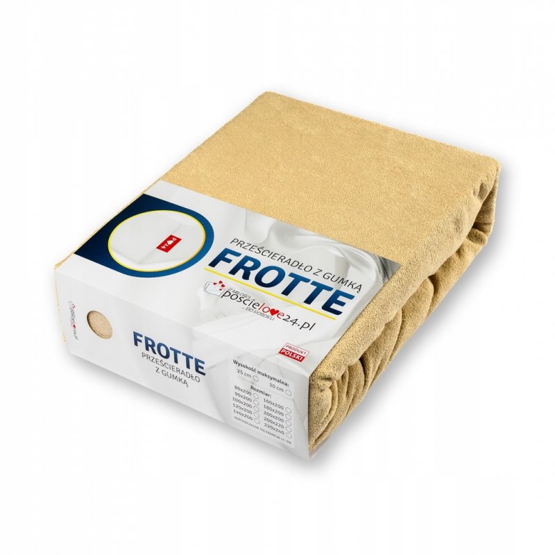 Prześcieradło Frotte z Gumką 160x200 Gruba Bawełna 200g Bok 30 cm beżowy
