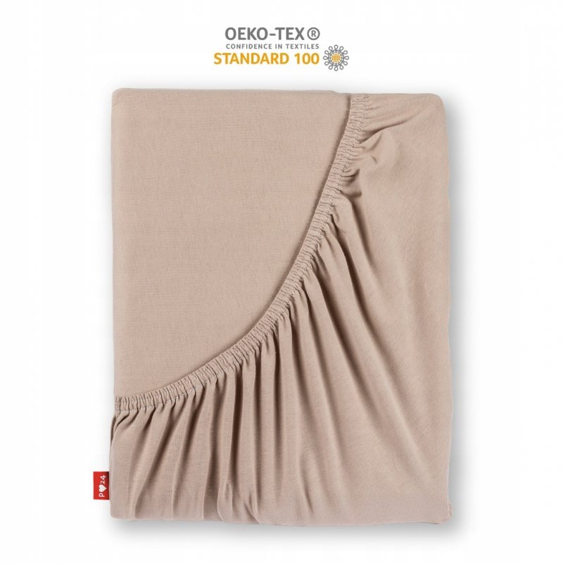 Prześcieradło Jersey z Gumką 120x200 Gruba Bawełna Czesana Bok 30 cm cafe