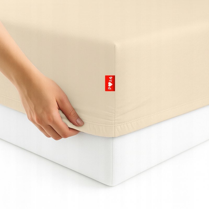 Prześcieradło 100x200 z Gumką GRUBA Bawełna Premium Bok 30 cm Kość słoniowa