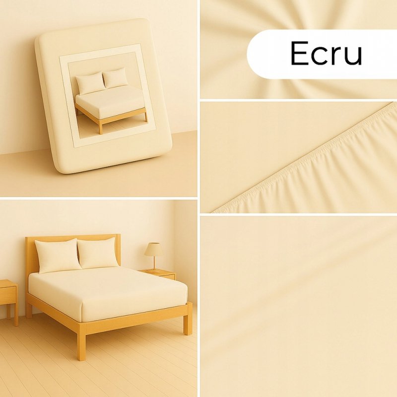 PRZEŚCIERADŁO Z GUMKĄ 200x220 ECRU MATERAC ZAKŁADKA DO 25 CM