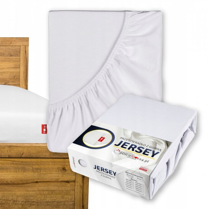 Prześcieradło Jersey z Gumką 100x200 Gruba Bawełna Czesana Bok 30 cm biały