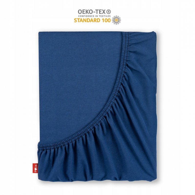 Prześcieradło Jersey z Gumką 120x200 Gruba Bawełna Bok 30 cm granatowy