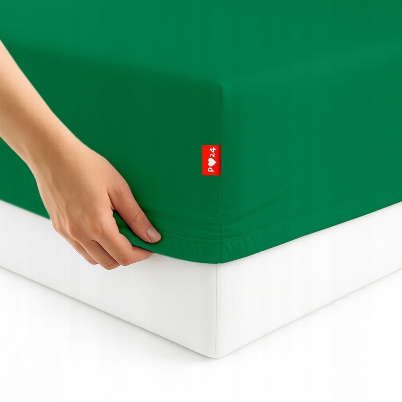 Prześcieradło 220x240 z Gumką GRUBA Bawełna Premium Bok 30 Butelkowa zieleń