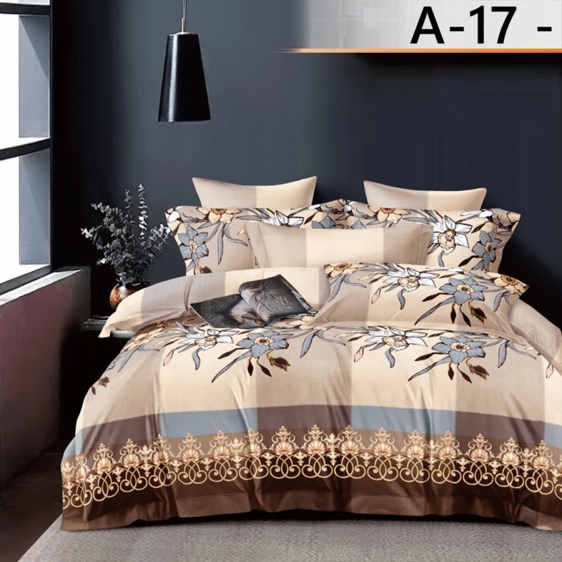 POŚCIEL 200x220 BAWEŁNA KOMPLET POŚCIELI + 2 POSZEWKI + PRZEŚCIERADŁO A-17