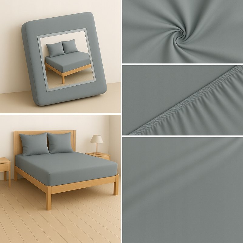 PRZEŚCIERADŁO Z GUMKĄ 90x200 SZARY MATERAC ZAKŁADKA DO 25 CM