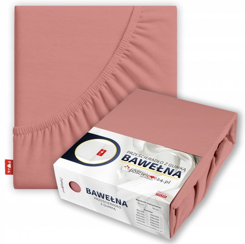 Prześcieradło 220x240 z Gumką GRUBA Bawełna Premium Bok 30 cm Paryski róż
