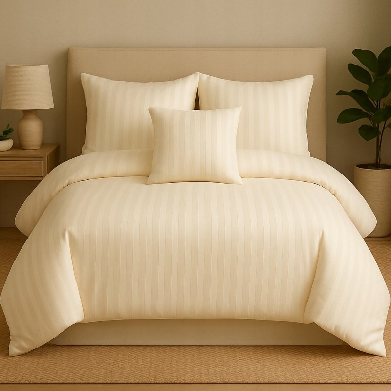 POŚCIEL 200x220 HOTELOWA 100% GRUBA BAWEŁNA SATYNOWA ADAMASZEK ECRU