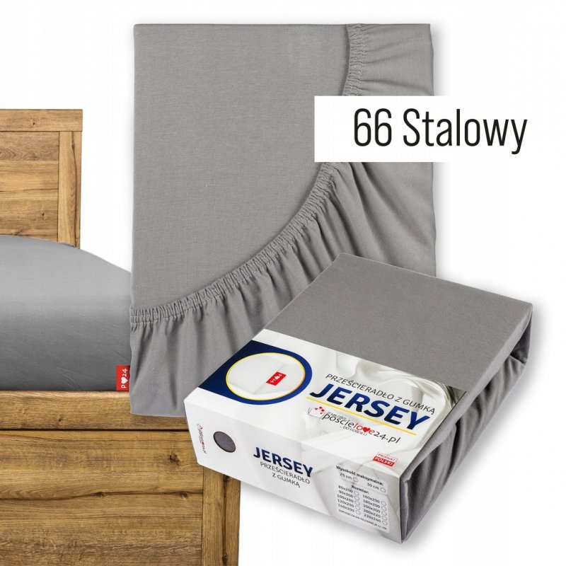 Prześcieradło Jersey z Gumką 220x240 Gruba Polska Bawełna Bok 30 cm stalowy