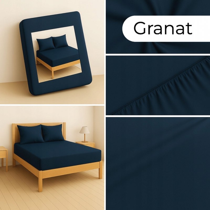 PRZEŚCIERADŁO Z GUMKĄ 140x200 GRANAT MATERAC ZAKŁADKA DO 25 CM