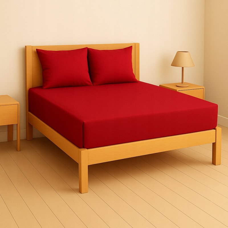 PRZEŚCIERADŁO Z GUMKĄ 180x200 CZERWONY MATERAC ZAKŁADKA DO 25 CM