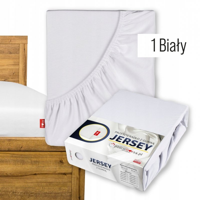 Prześcieradło Jersey z Gumką 100x200 Gruba Bawełna Czesana Bok 30 cm biały