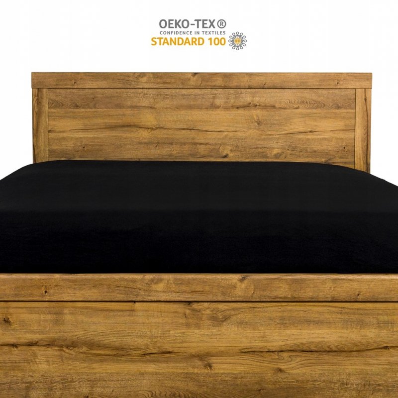 Prześcieradło Jersey z Gumką 200x220 Gruba Bawełna Czesana Bok 30 cm czarny