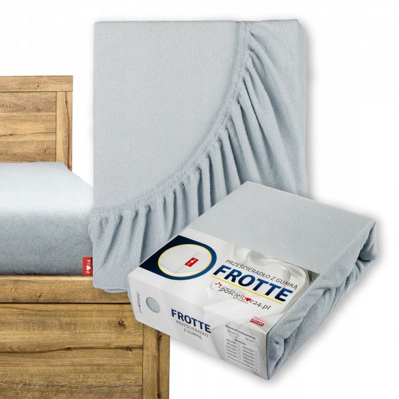 Prześcieradło Frotte z Gumką 160X200 Gruba Bawełna 200g Bok 30 cm popielaty