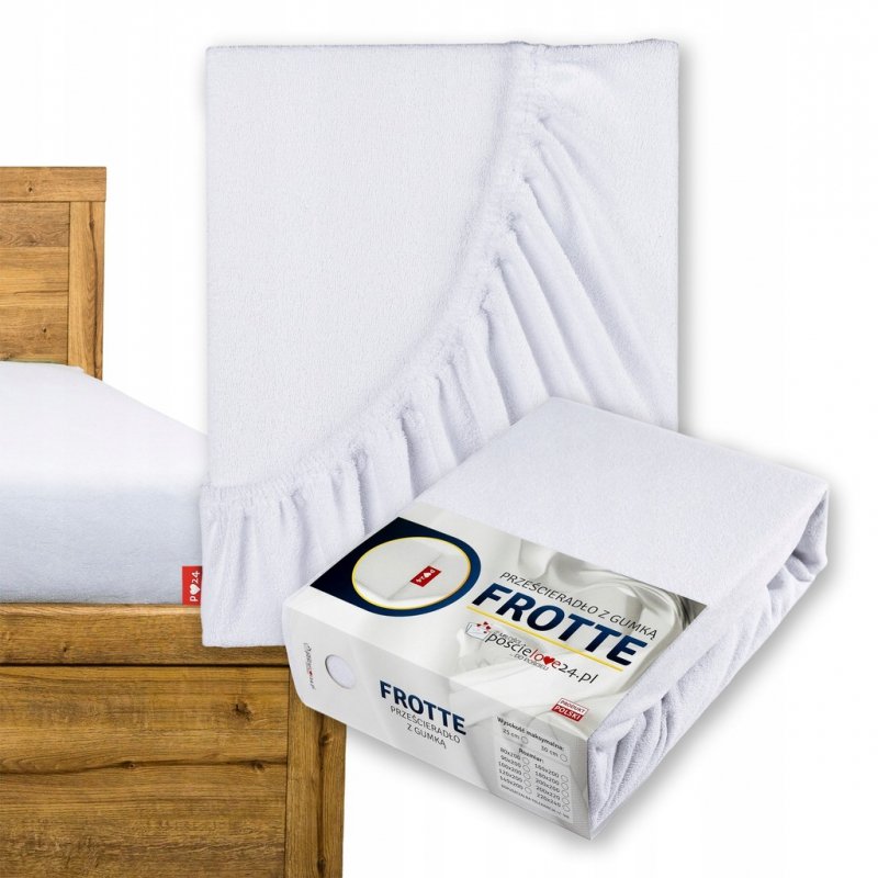 Prześcieradło Frotte z Gumką 200X200 Gruba Bawełna 200g Bok 30 cm biały