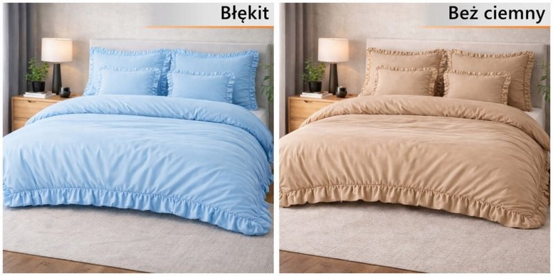 POŚCIEL 200x220 Z FALBANĄ KOMPLET 3 CZĘŚCIOWY MIKROFIBRA KOLORY DO WYBORU