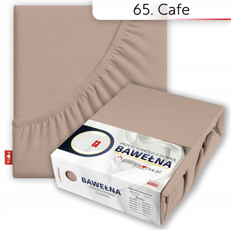 Prześcieradło 90x200 z Gumką GRUBA Bawełna Premium Bok 30 cm Cafe