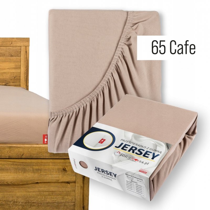 Prześcieradło Jersey z Gumką 200x220 Gruba Bawełna Czesana Bok 30 cm cafe
