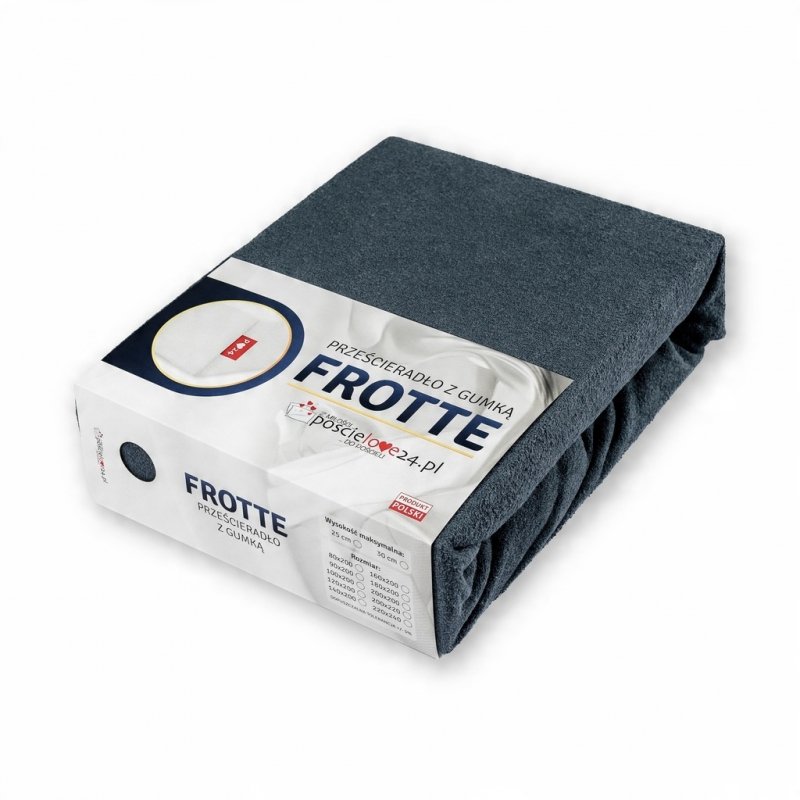 Prześcieradło Frotte z Gumką 100x200 Gruba Bawełna Bok 30 cm popiel ciemny