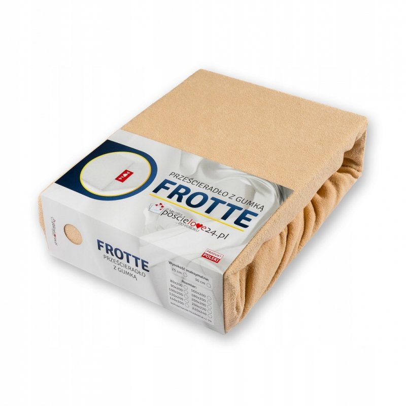 Prześcieradło Frotte z Gumką 140X200 Gruba Bawełna Bok 30 cm cappuccino