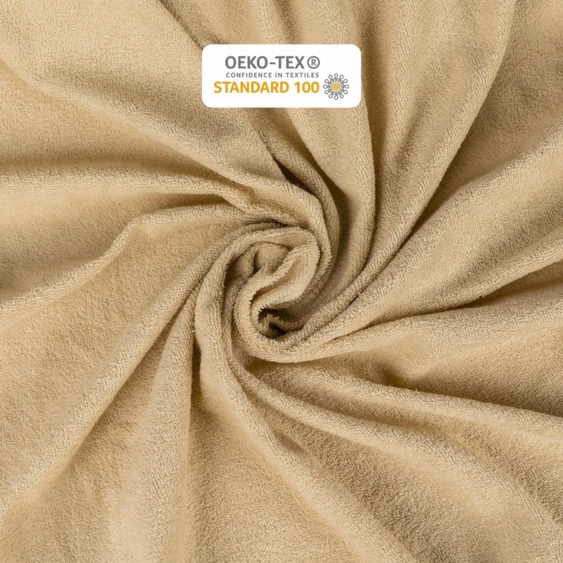 Prześcieradło Frotte z Gumką 80x200 Gruba Bawełna 200g Bok 30 cm beżowy