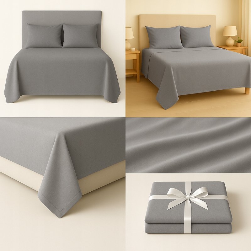 PRZEŚCIERADŁO FLANELOWE 160×200 100% BAWEŁNA POLSKA JAKOŚĆ KOLOR SZARY