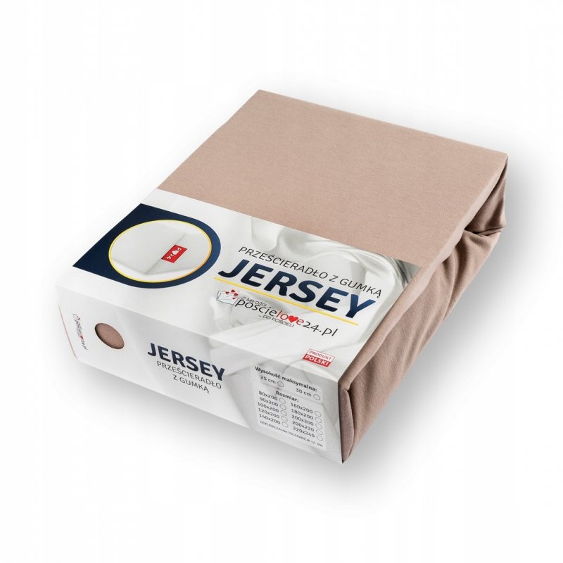 Prześcieradło Jersey z Gumką 100x200 Gruba Bawełna Czesana Bok 30 cm cafe
