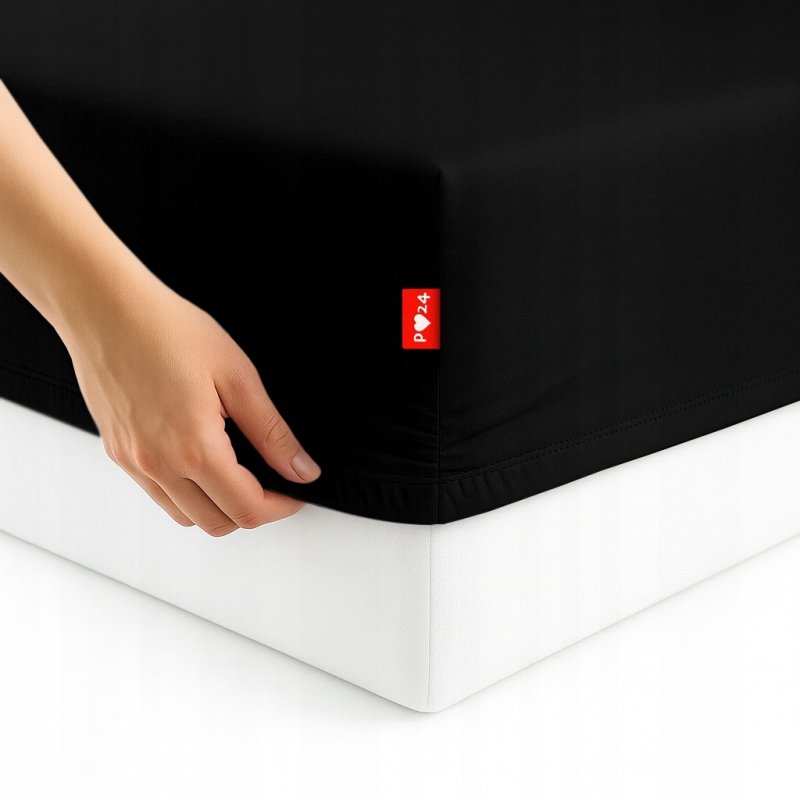 Prześcieradło 140x200 z Gumką GRUBA Bawełna Premium Bok 30 cm Czarny