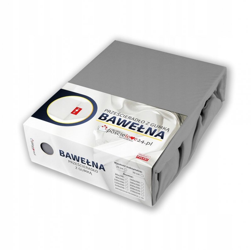 Prześcieradło 80x200 z Gumką GRUBA Bawełna Premium Bok 30 cm Stalowy