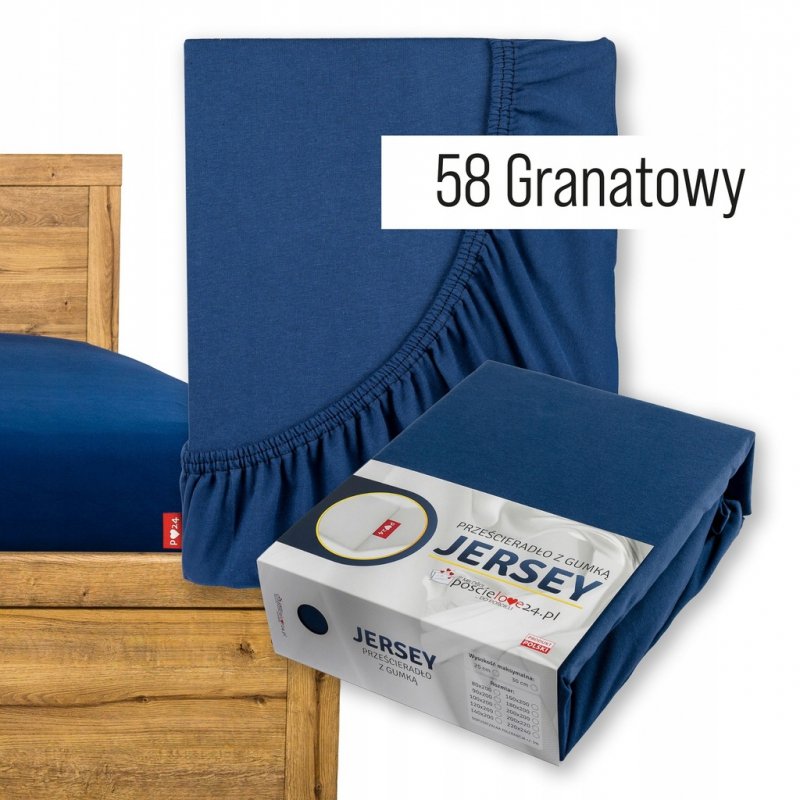 Prześcieradło Jersey z Gumką 90x200 Gruba Bawełna Bok 30 cm granatowy