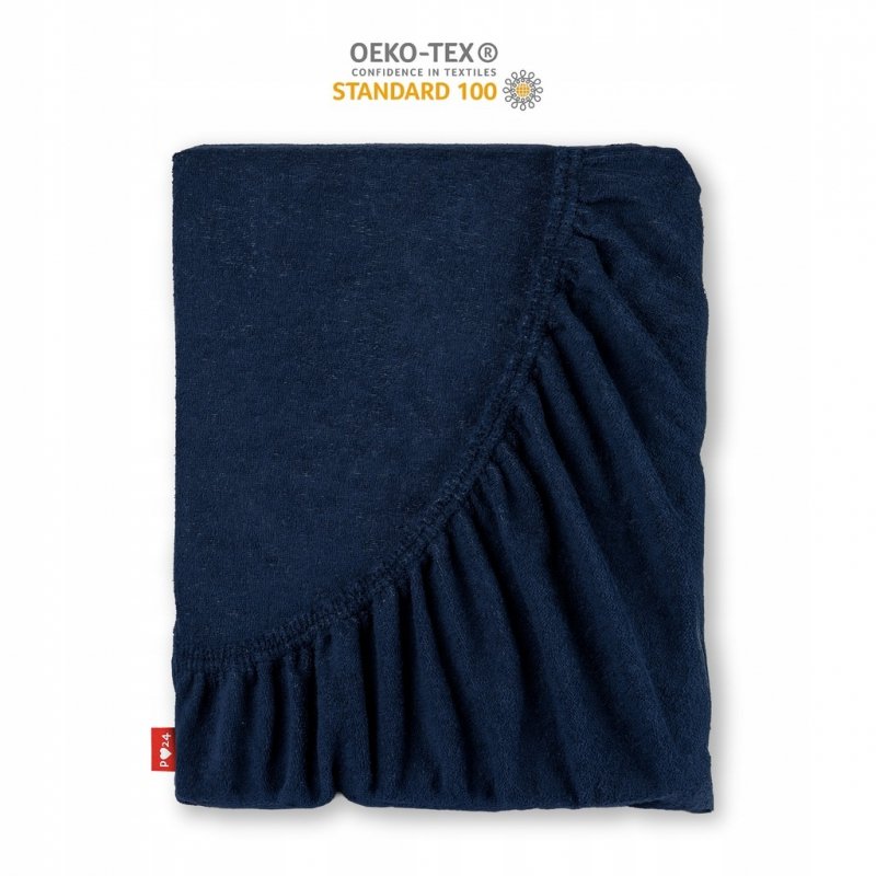 Prześcieradło Frotte z Gumką 200X200 Gruba Bawełna 200g Bok 30 cm granatowy