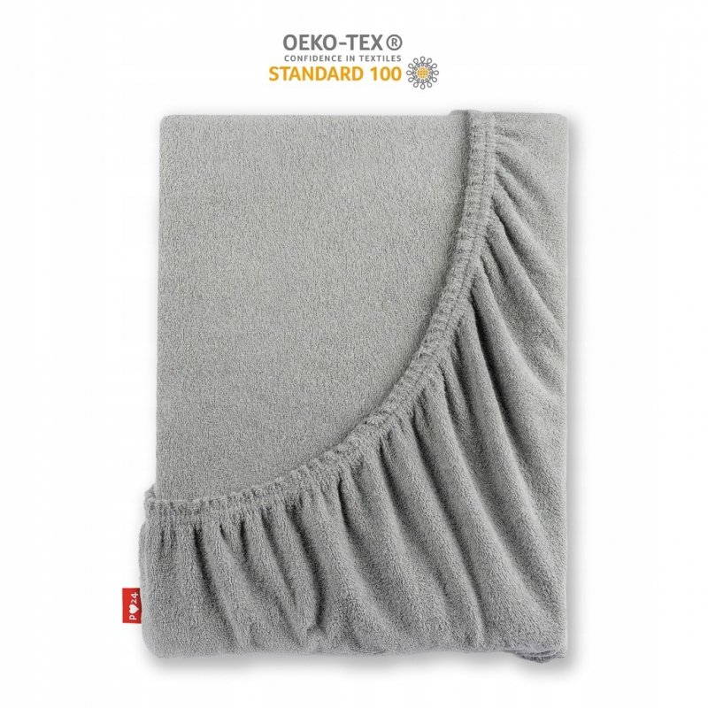 Prześcieradło Frotte z Gumką 220X240 Gruba Bawełna 200g Bok 30 cm stalowy