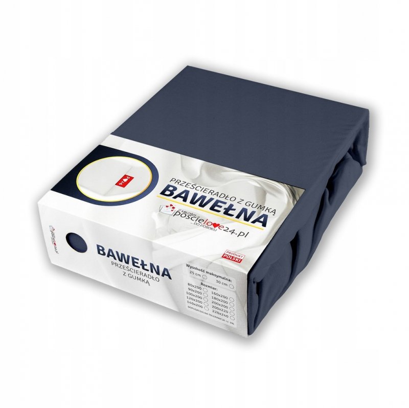 Prześcieradło 120x200 z Gumką GRUBA Bawełna POLSKA 165g Bok 30cm 13 Kolorów (WYBIERZ)