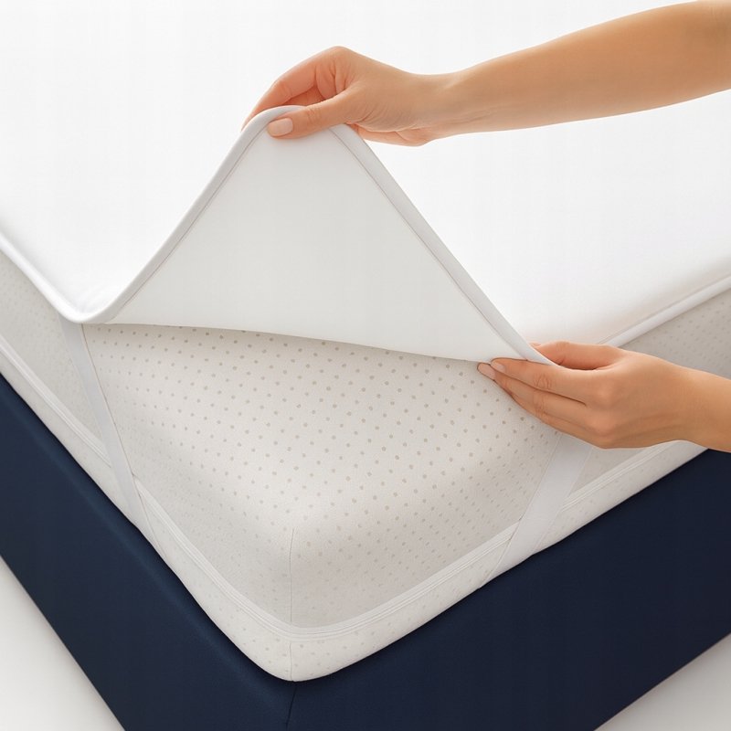 Ochraniacz na materac 200x200 NIEPRZEMAKALNY WODOODPORNY 90C topper Z GUMKĄ