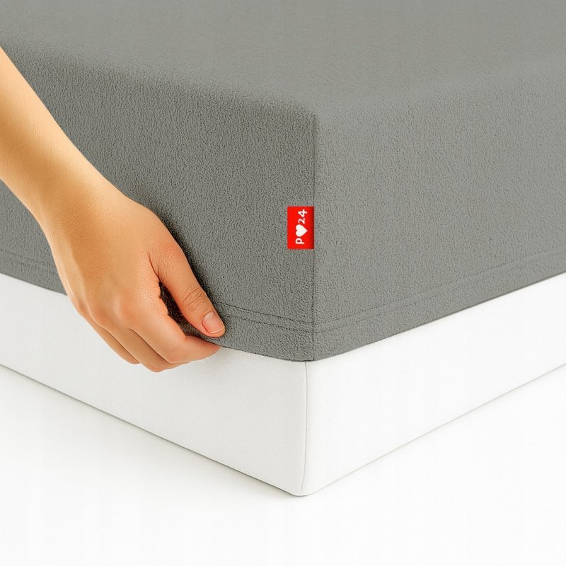 Prześcieradło Frotte z Gumką 200X220 Gruba Bawełna 200g Bok 30 cm stalowy